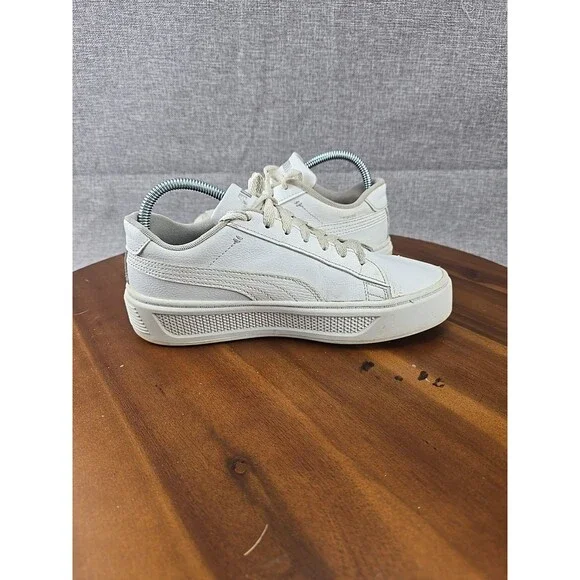 PUMA Smash Platform v3 White Silver Sneakers‎ Women’s US 7.5 EU 38 Casual Shoes - Picture 12 of 14